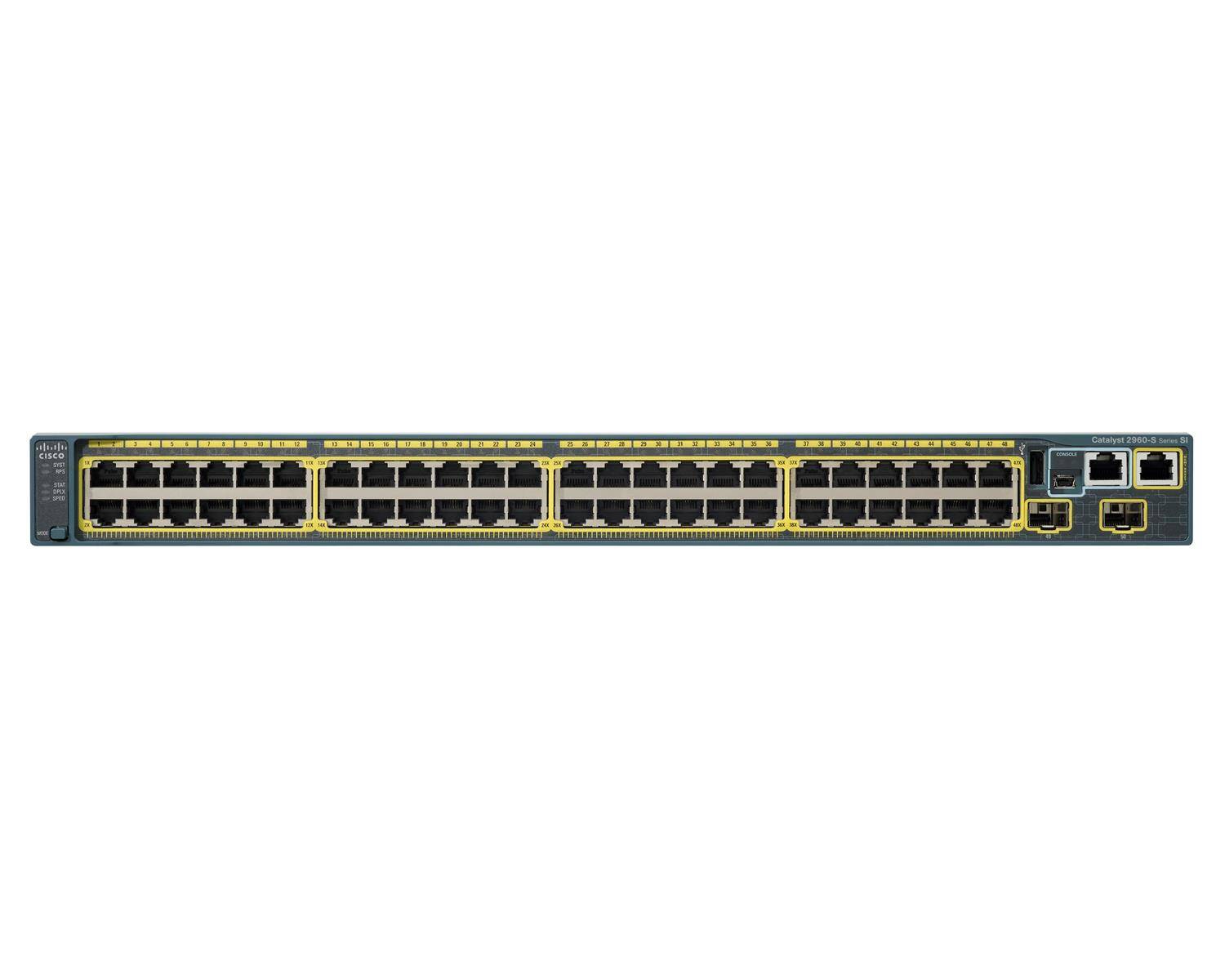 WS-C2960S-48LPD-L - 48x 1G RJ45, PoE+ 370W 802.3at, uplink 2x 10G SFP+, opr. LAN Base, Warstwa L2, 1U, Stack, Cisco Catalyst 2960-S Switch